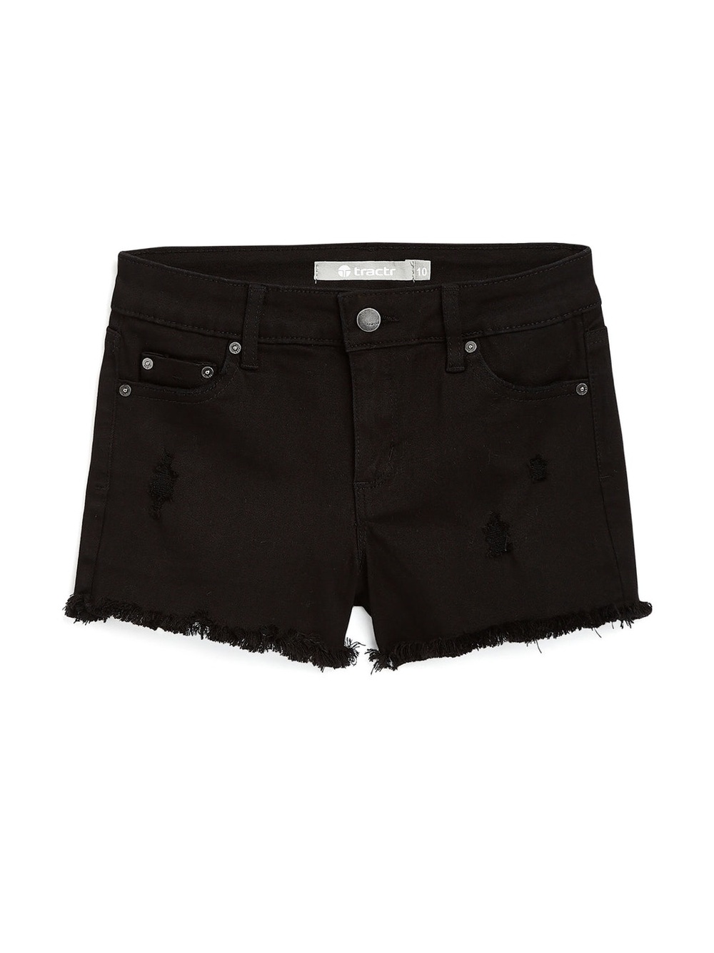 Tractr - Brittany - 5 Pockets Fray Denim Shorts With Destruction Black Size 7